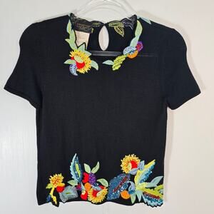 VTG Christian Lacroix 90s Cashmere Silk Embellished Knit Top Archival Designer